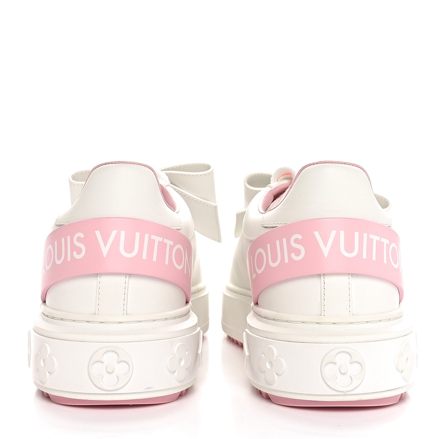 Calfskin Time Out Bow Sneakers 38 White Pink