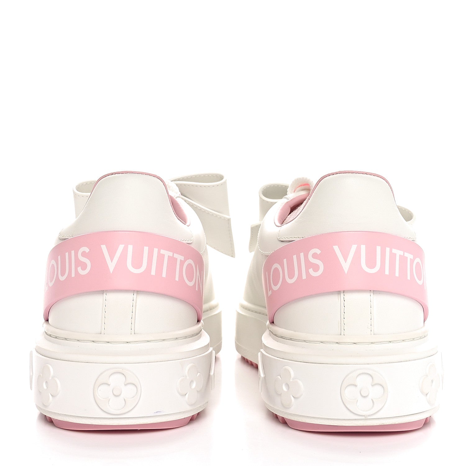 Louis Vuitton Calfskin Time Out Bow Sneakers 38 White Pink 6 of 9