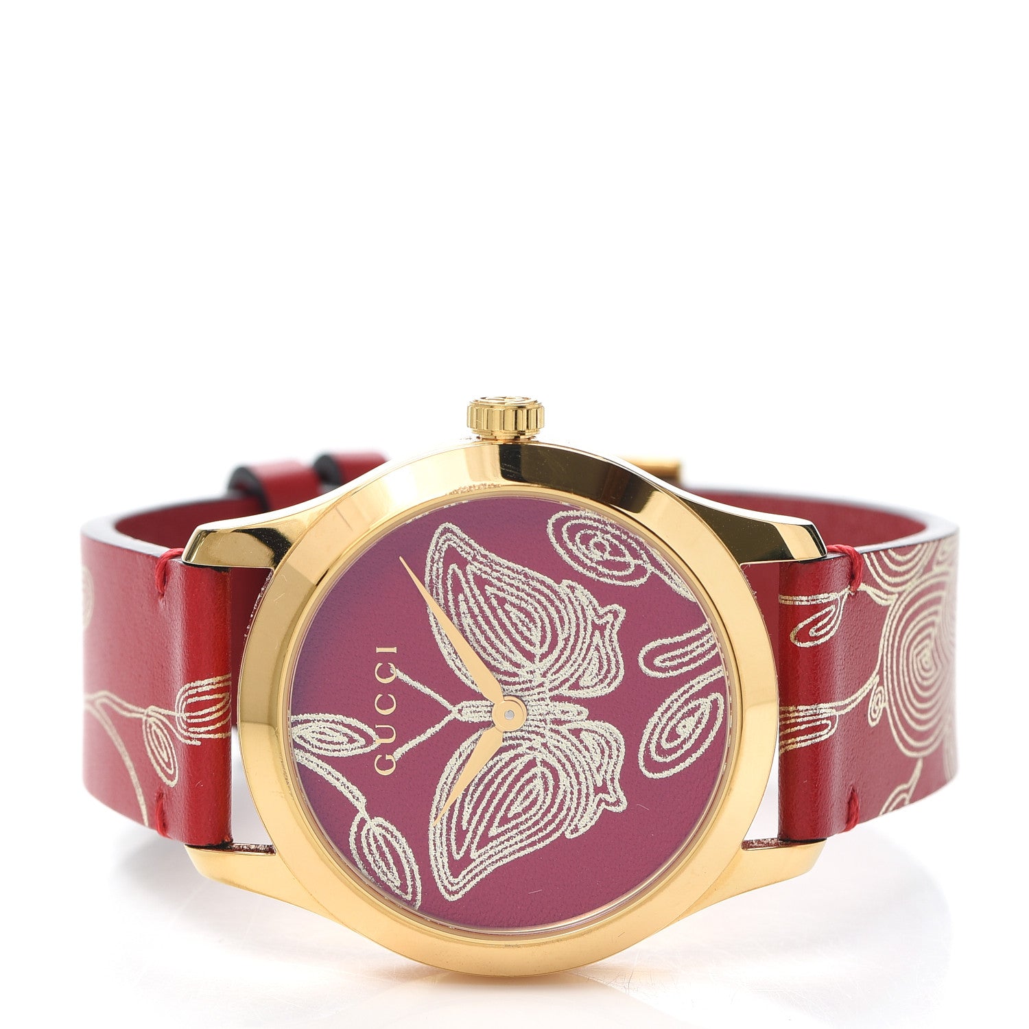 Gucci Stainless Steel Calfskin 38mm G-Timeless Butterfly Quartz Watch Red 2 of 5
