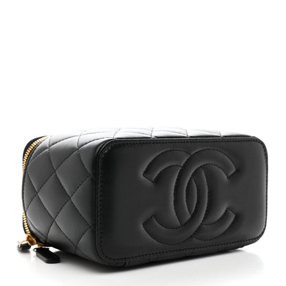 Chanel Lambskin Enamel Quilted Small Coco Hearts Vanity Case With Chain Black 4 of 11