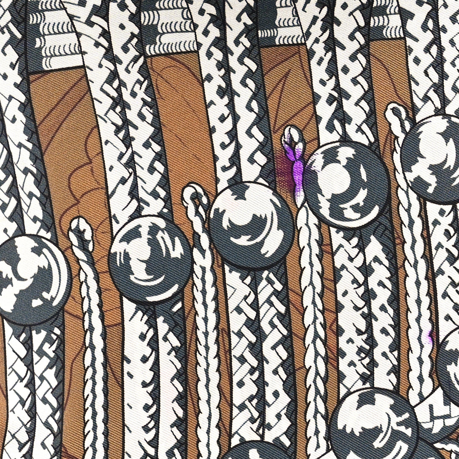 Hermes Silk Carre Double Face Brandebourgs Scarf 90 Bleu Jean Tabac Anthracite 5 of 5