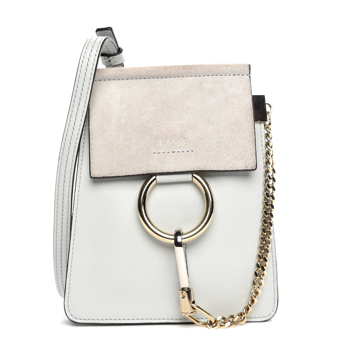 Suede Calfskin Mini Faye Bracelet Bag Airy Grey