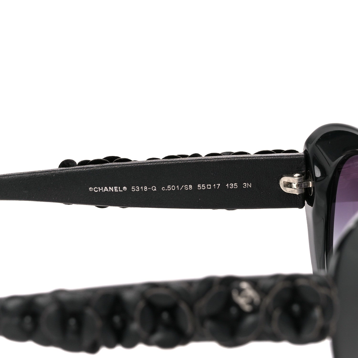 Chanel Lambskin Camellia CC 5318-Q Sunglasses Black 6 of 9