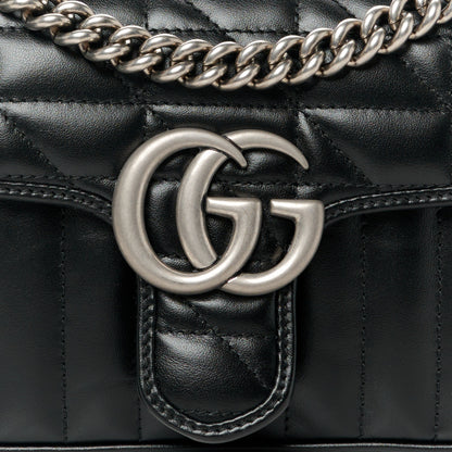 Gucci Calfskin Matelasse Aria Mini GG Marmont Shoulder Bag Black 8 of 10