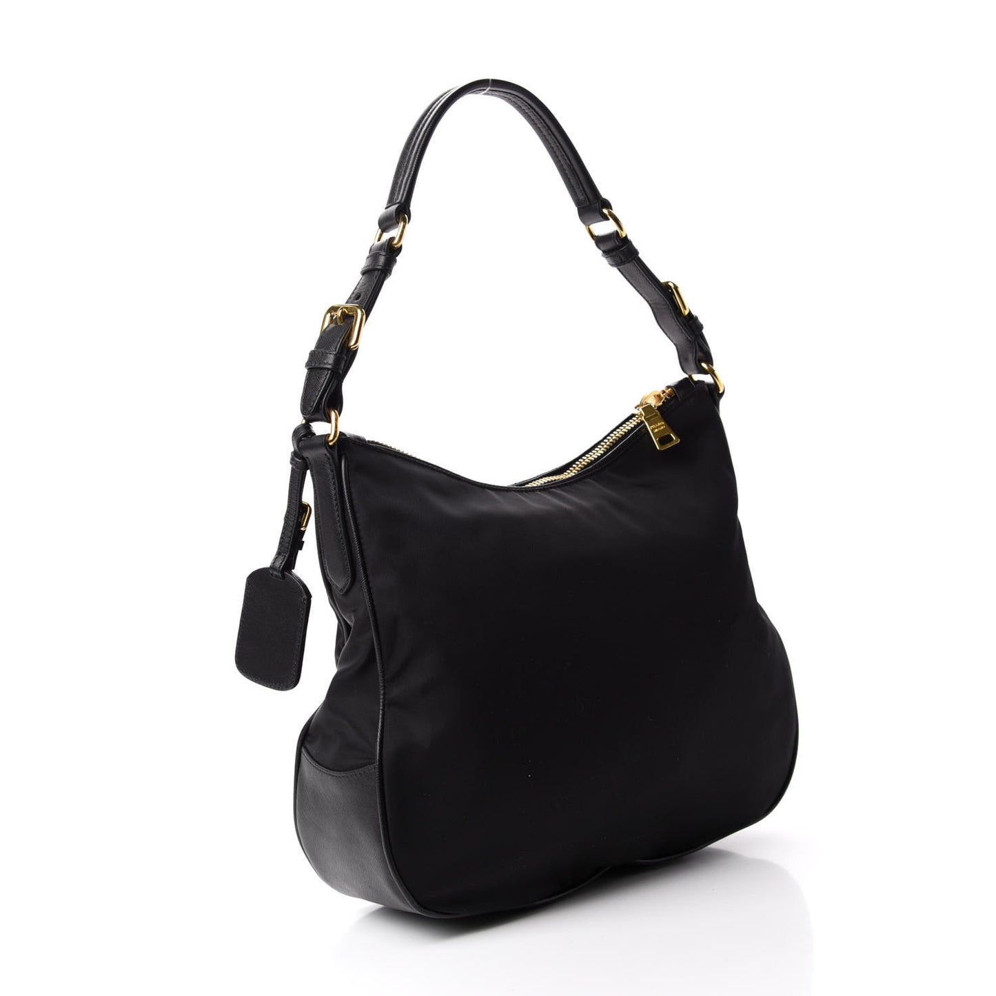 Tessuto Nylon Saffiano Hobo Black