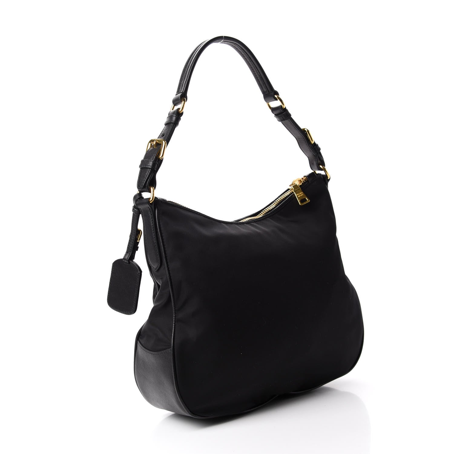 Prada Tessuto Nylon Saffiano Hobo Black 3 of 9