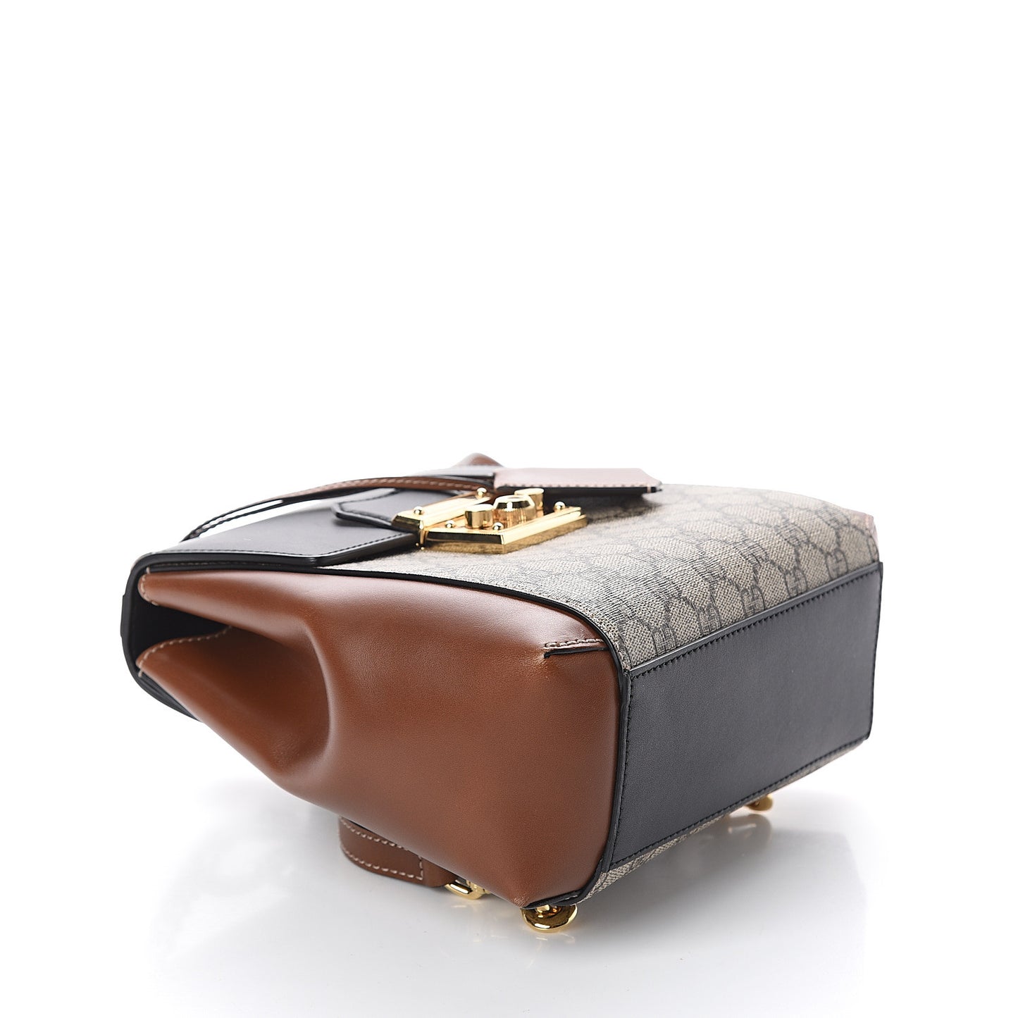 GG Supreme Monogram Calfskin Padlock Backpack Beige Cuir Black