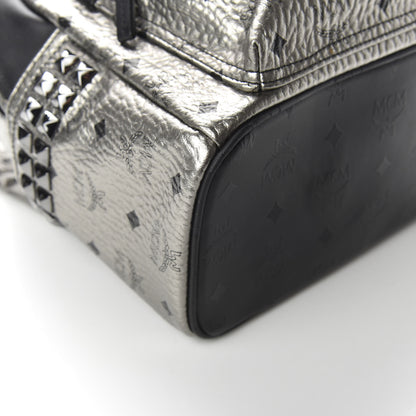 MCM Metallic Visetos Side Stud Mini Stark Backpack Silver Black 7 of 10
