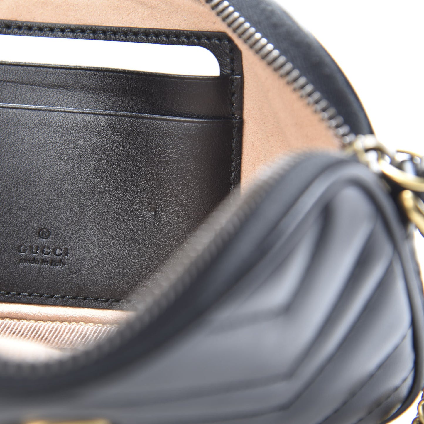 Calfskin Matelasse Mini GG Marmont Chain Crossbody Bag Black