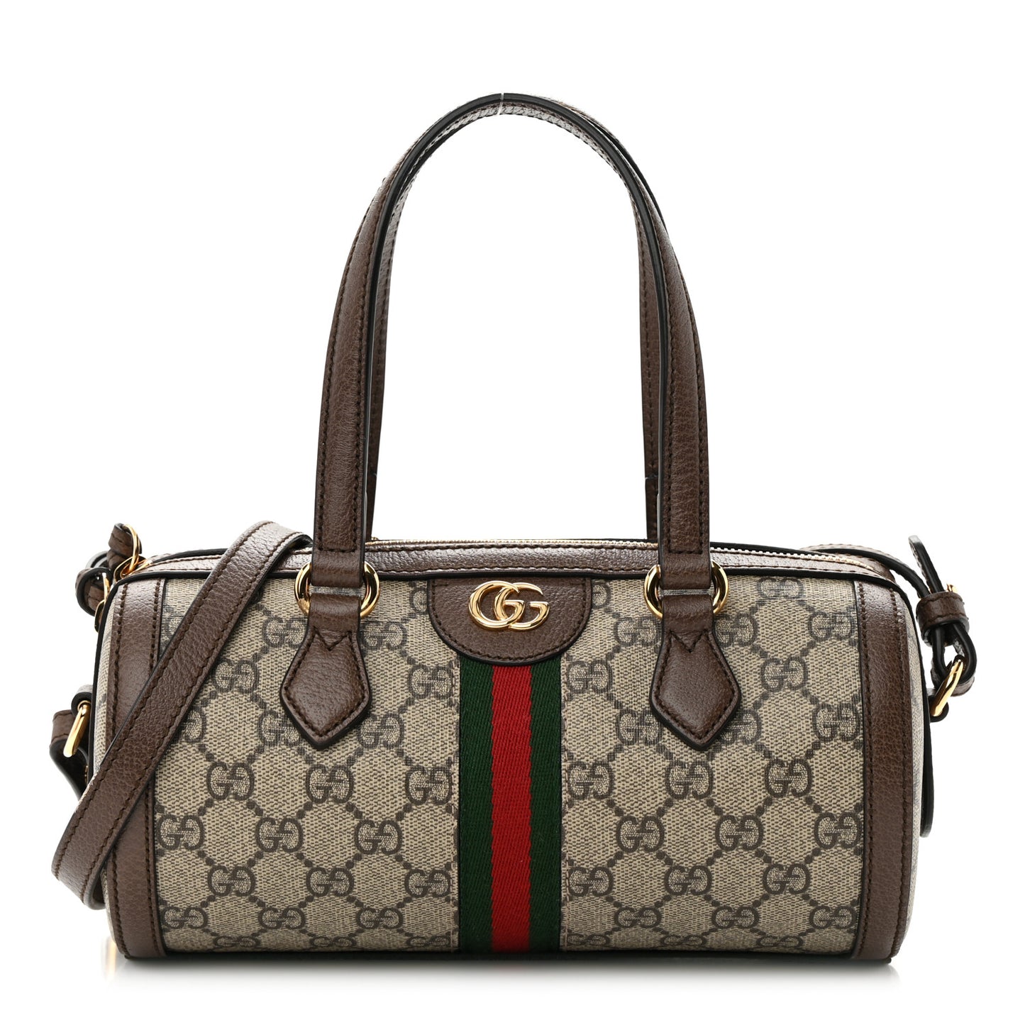 GG Supreme Monogram Web Small Ophidia Boston Bag Beige New Acero