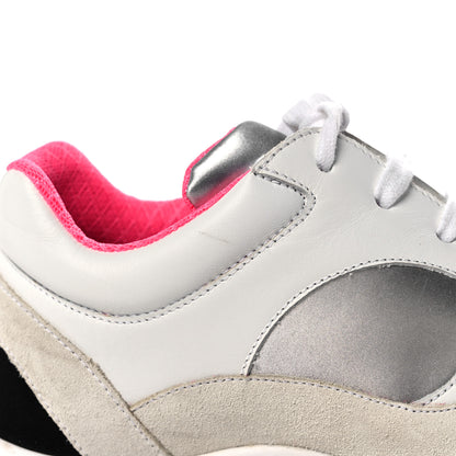 Chanel Calfskin Fabric Sneakers 40 White Silver Fluo Pink 11 of 12