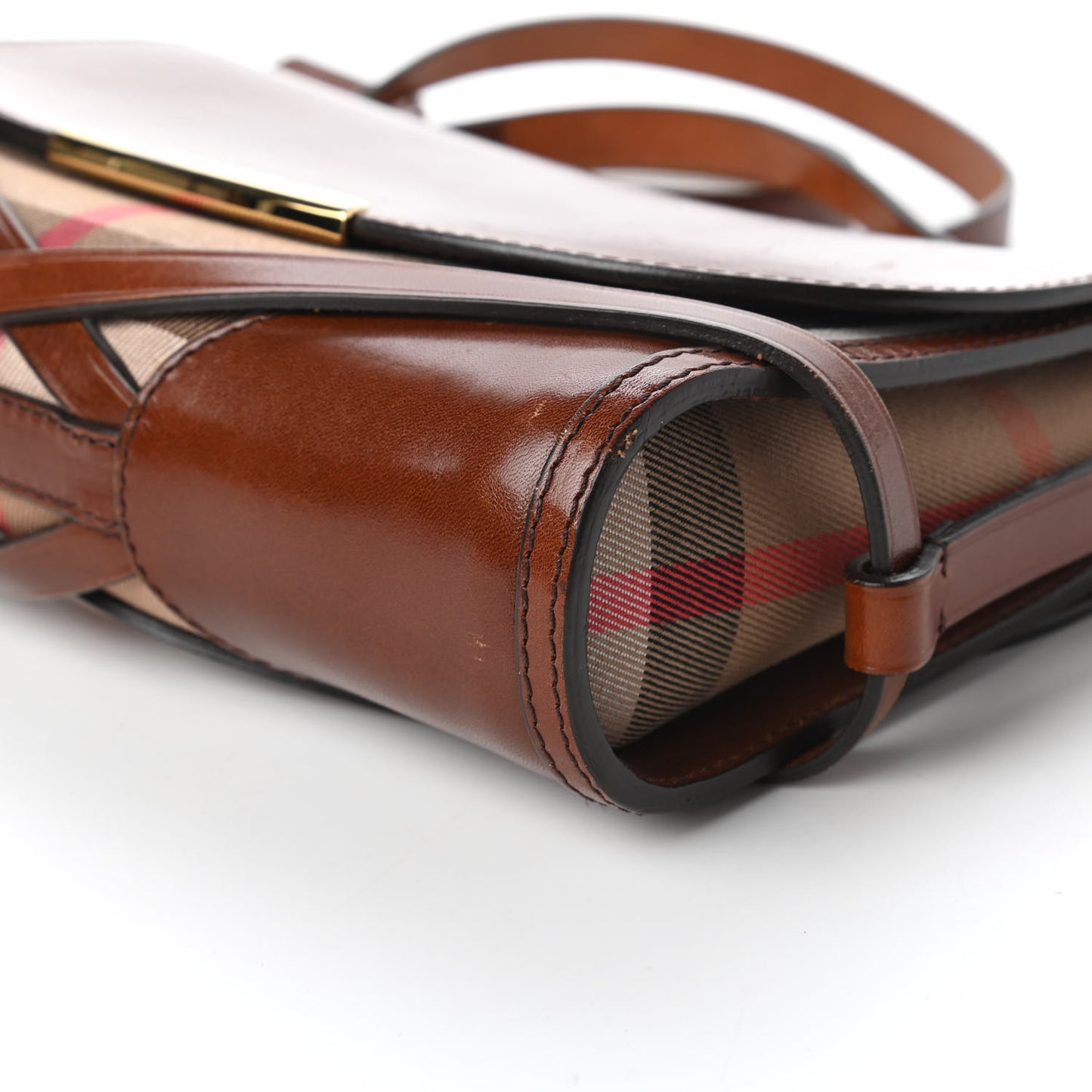 House Check Bridle Calfskin Small Abbott Crossbody Bag Tan
