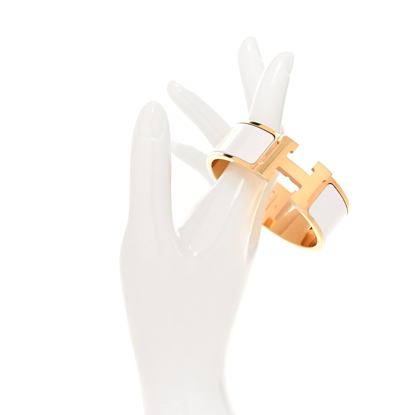 Enamel Wide Clic Clac H Bracelet GM White