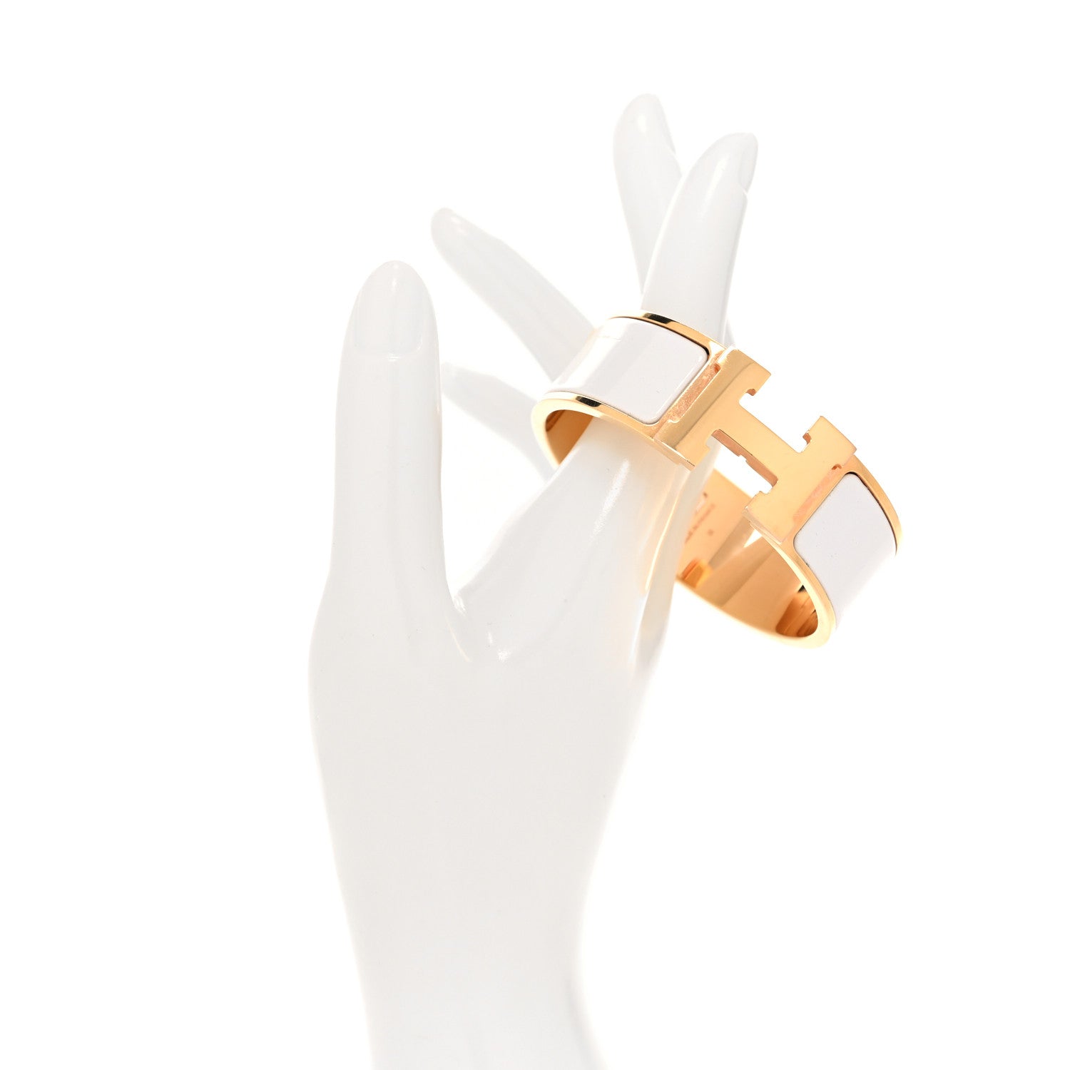 Hermes Enamel Wide Clic Clac H Bracelet GM White 2 of 5