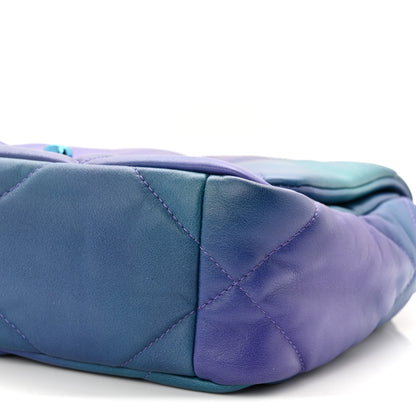 Chanel Tie Dye Calfskin Quilted Medium Chanel 19 Flap Blue Purple 10 of 11