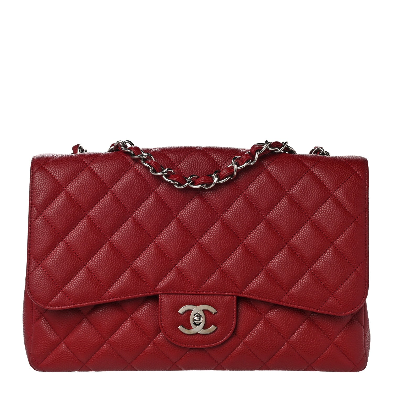 Chanel Caviar Quilted Jumbo Single Flap Red 1 of 10