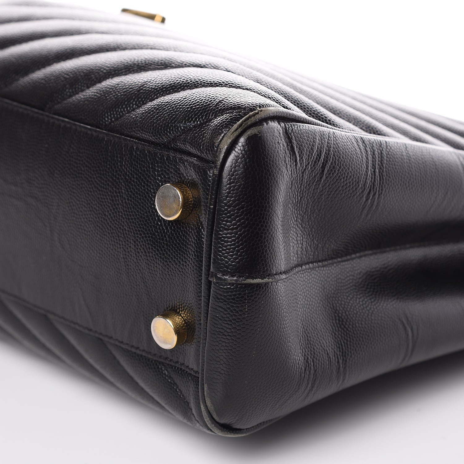 Saint Laurent Grain De Poudre Matelasse Chevron Monogram Shopping Bag Black 9 of 18
