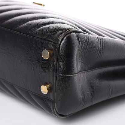 Saint Laurent Grain De Poudre Matelasse Chevron Monogram Shopping Bag Black 9 of 18