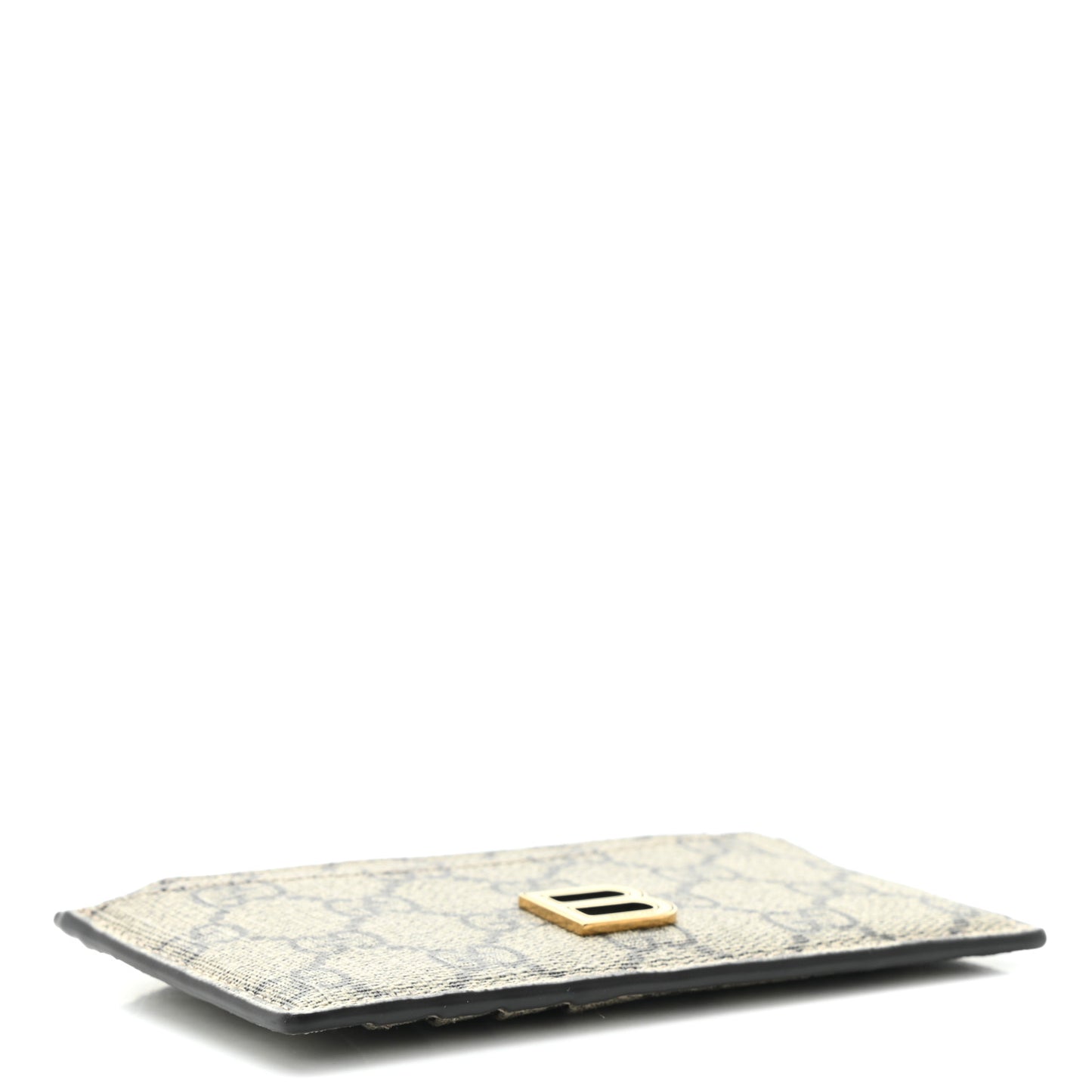 X BALENCIAGA GG Supreme Monogram Zip Card Case Beige Ebony