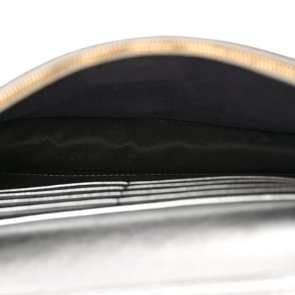 Fendi Vitello Catalan Mirror Logo Embossed Medium Wallet On Chain Argento 5 of 17
