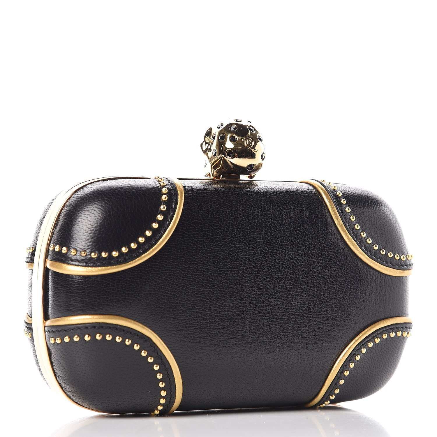 Alexander McQueen Nappa Studded Skull Box Clutch Black 3 of 7