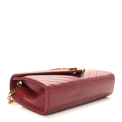 Saint Laurent Lambskin Matelasse Chevron Small Monogram Satchel Oxblood 4 of 8