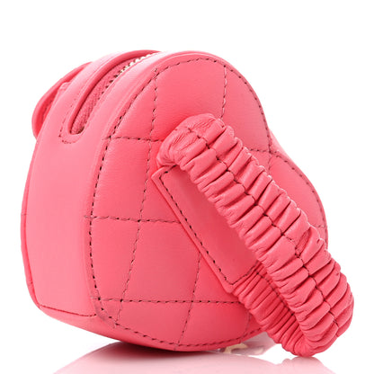 Chanel Lambskin Quilted CC In Love Heart Zipped Arm Coin Purse Pink 3 of 10