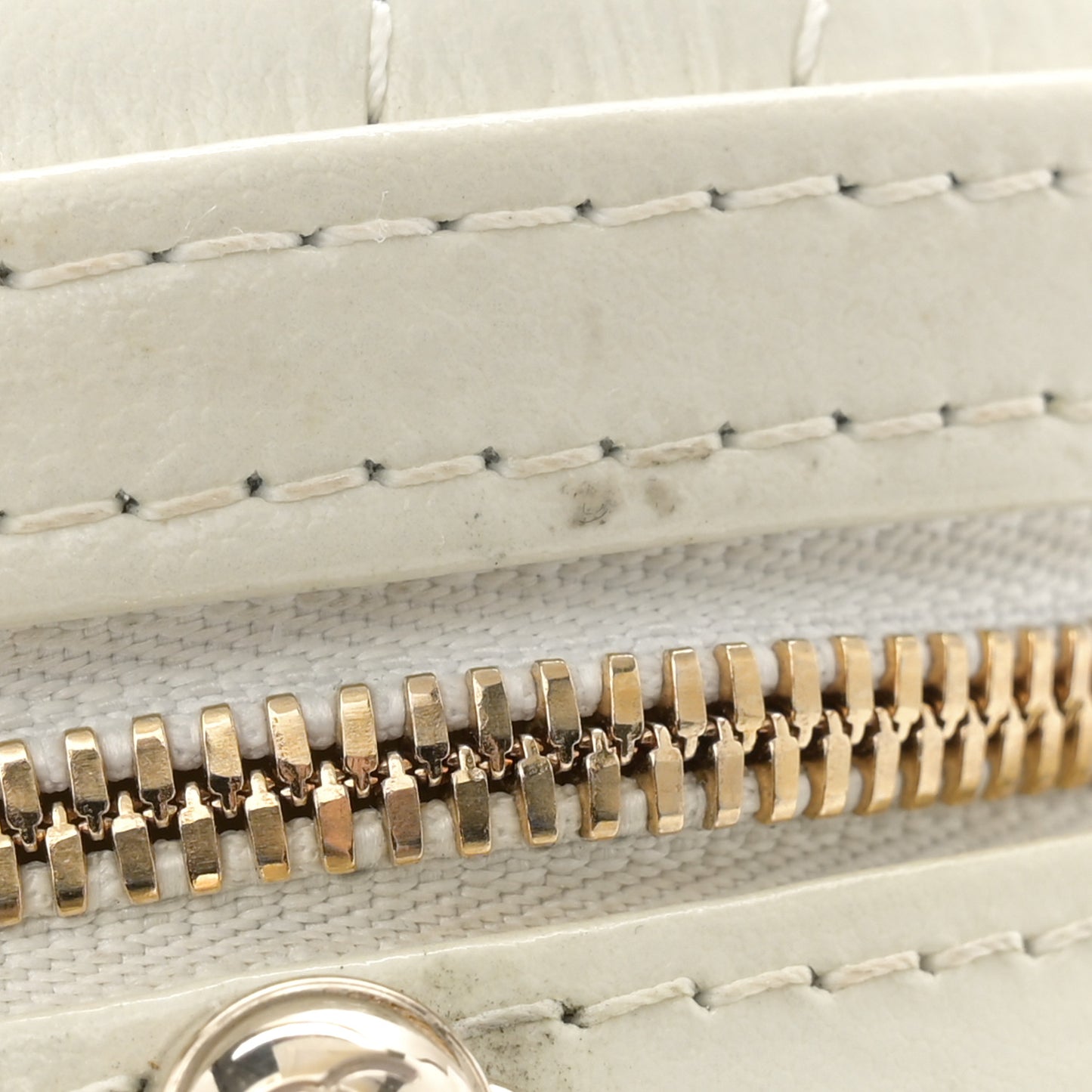 Embroidered Lambskin Chevron Quilted La Pausa Evening Bag White