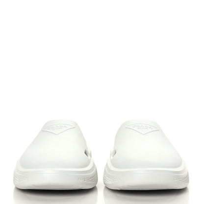 Prada Soft Mellow Rubber Triangle Logo Embossed Mens Mules 45 White 2 of 8