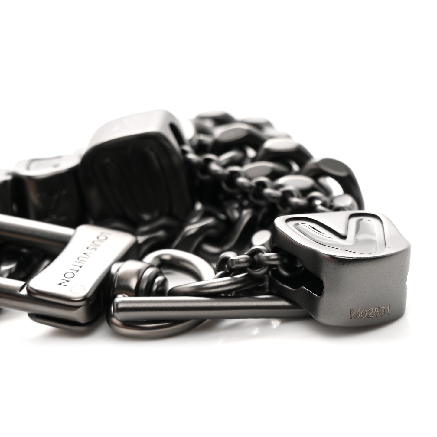 Ruthenium Vuitton Chain Belt Bag Charm