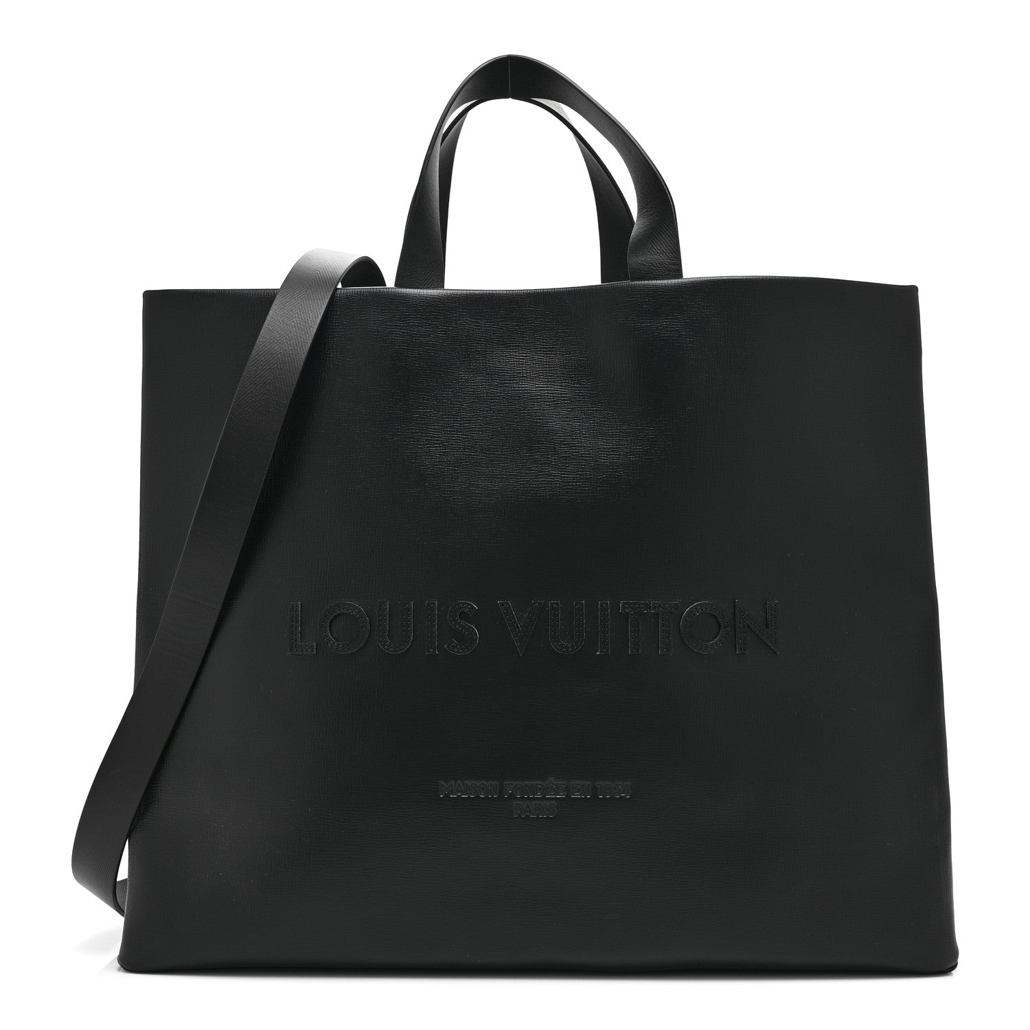 Louis Vuitton Calfskin Shopper Tote MM Black 3 of 10