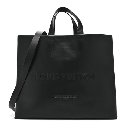 Louis Vuitton Calfskin Shopper Tote MM Black 3 of 10