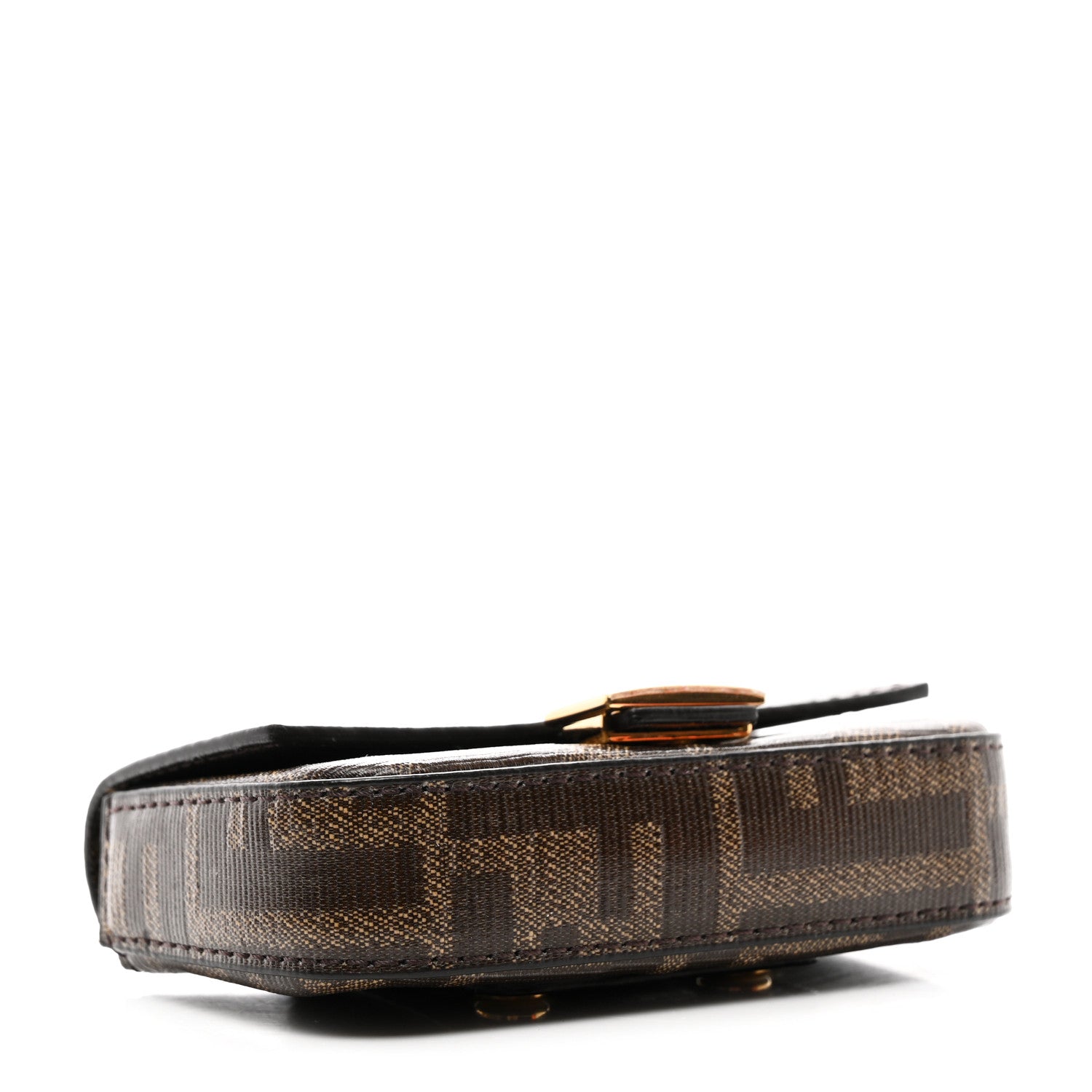 Fendi Glazed Fabric FF 1974 Belt Hip Belt Baguette Bag Mogano Panna 4 of 10