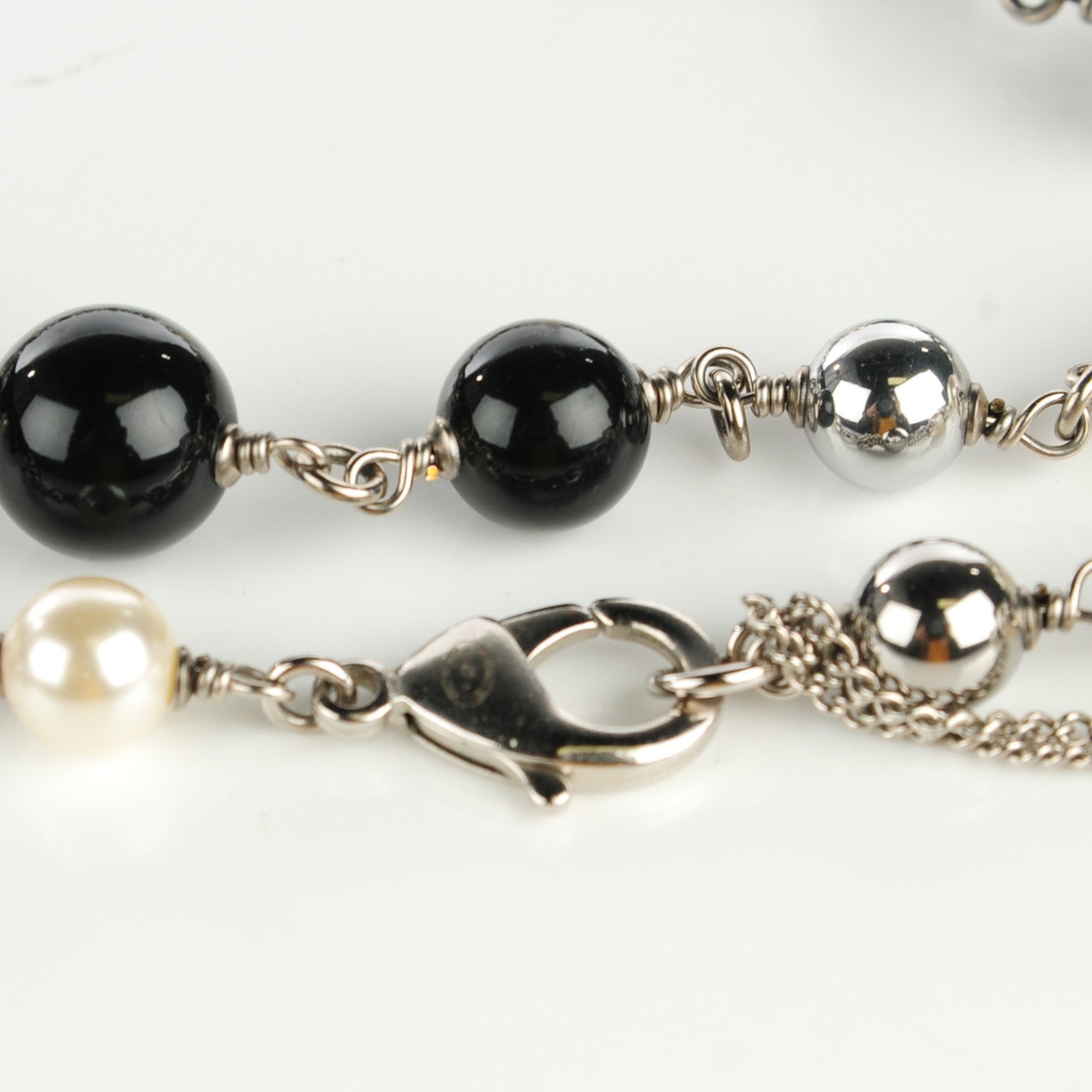 Chanel Pearl Beaded CC Long Necklace Black 3 of 5