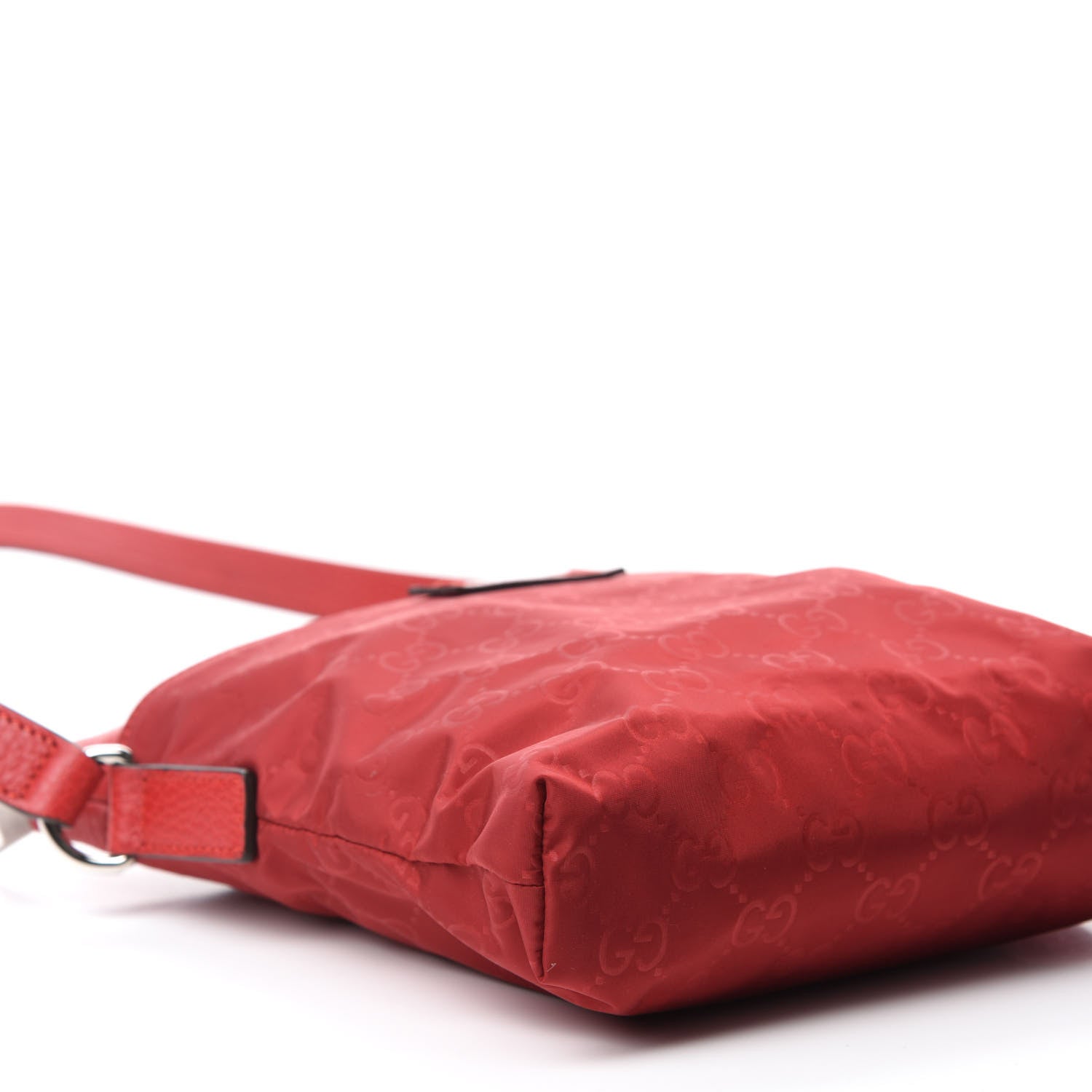 Gucci Nylon Monogram Dollar Calfskin Small Flat Messenger Bag Vibrant Red 6 of 10