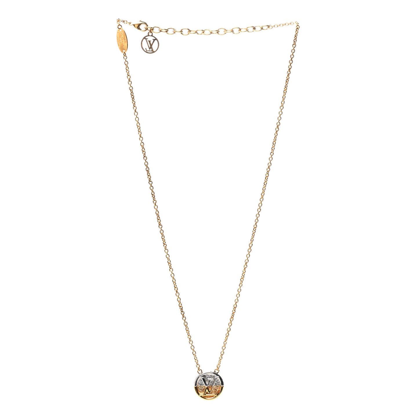 Metal L to V Necklace Gold Silver