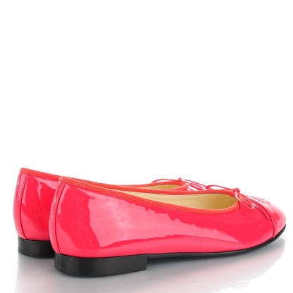 Chanel Patent CC Cap Toe Ballerina Flats 39.5 Coral 4 of 9