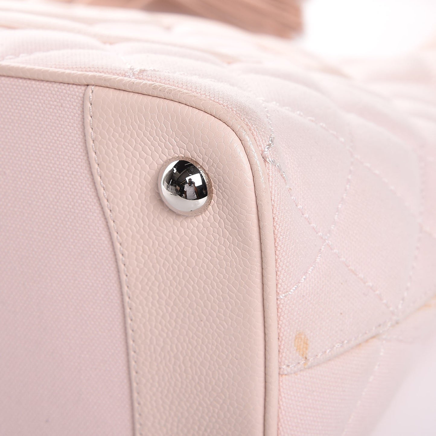 Canvas Caviar Tassel Tote Light Pink