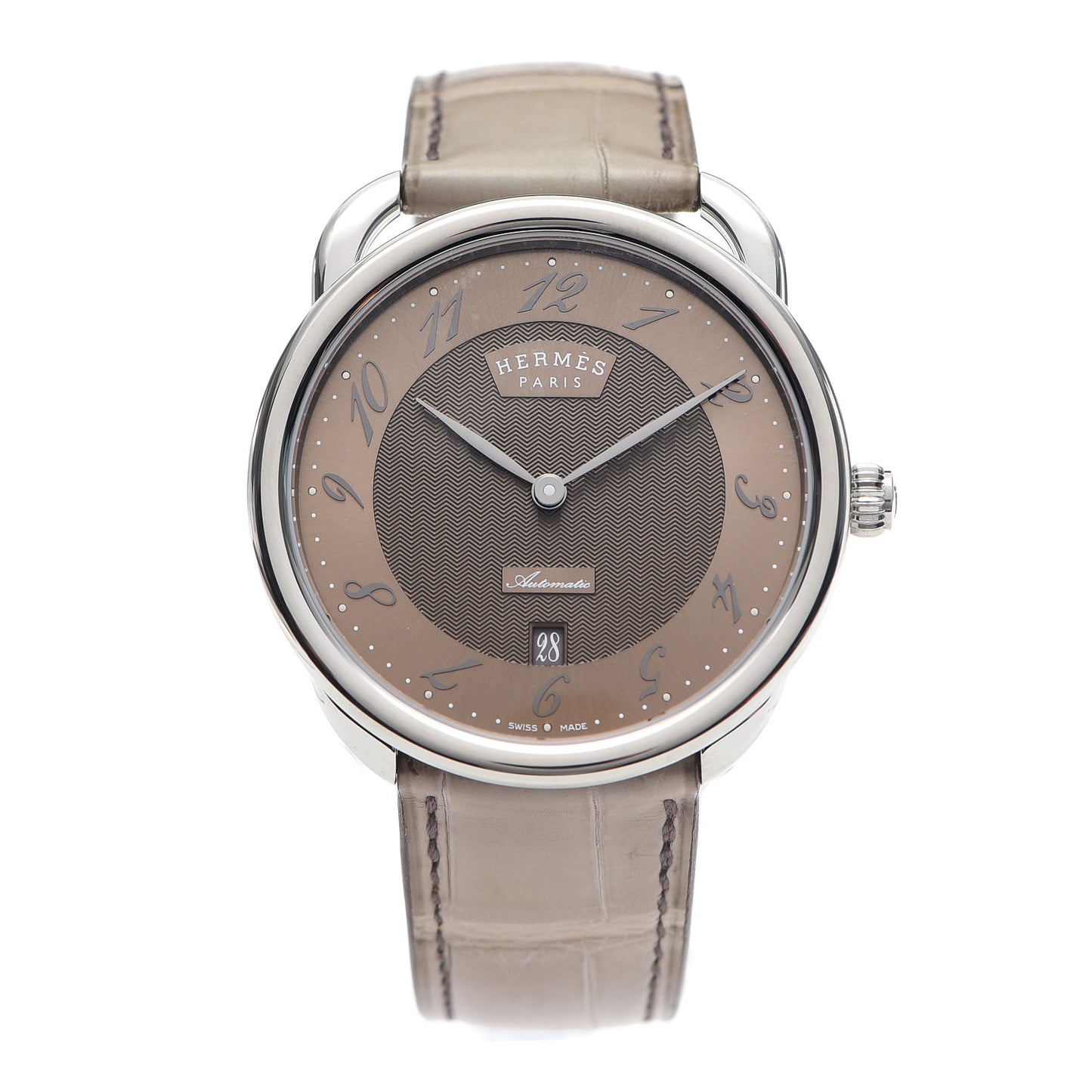 Stainless Steel Alligator 41mm Arceau Automatic Watch Gris Elephant