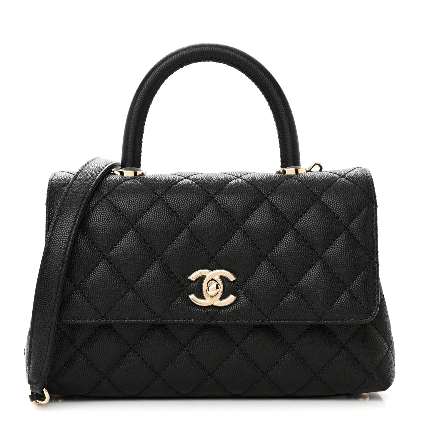 Caviar Quilted Mini Coco Handle Flap Black