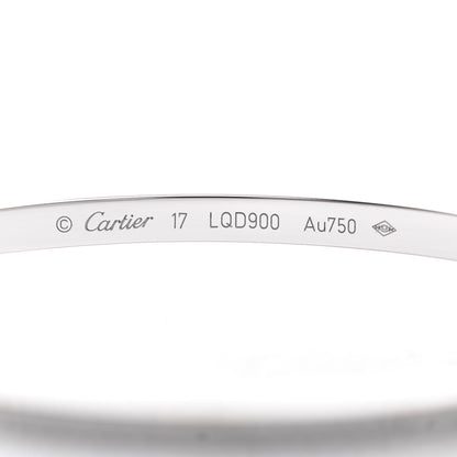 Cartier 18K White Gold Diamond Small LOVE Paved Bracelet 17 4 of 5