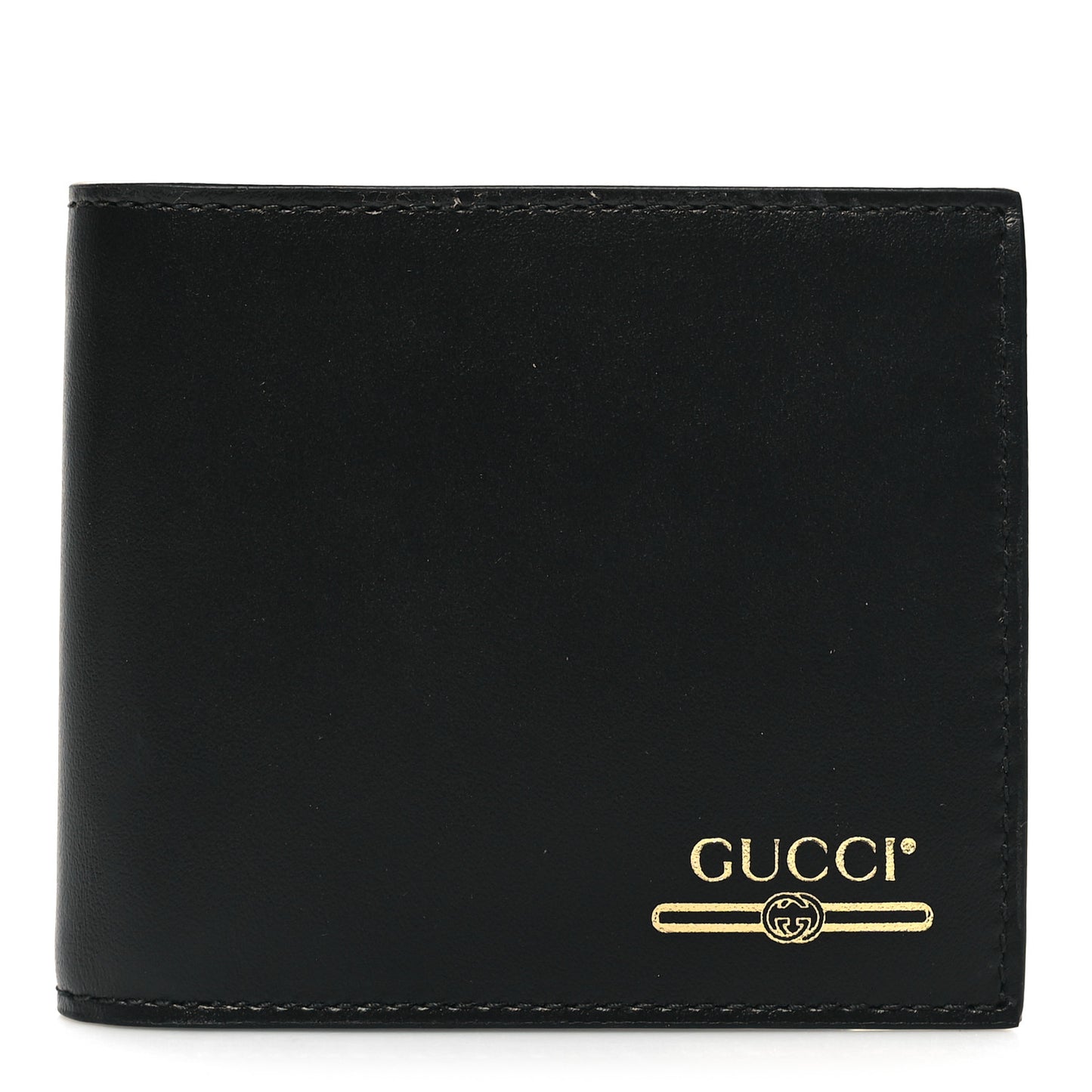 Plutone Calfskin Logo Bi-Fold Wallet Black