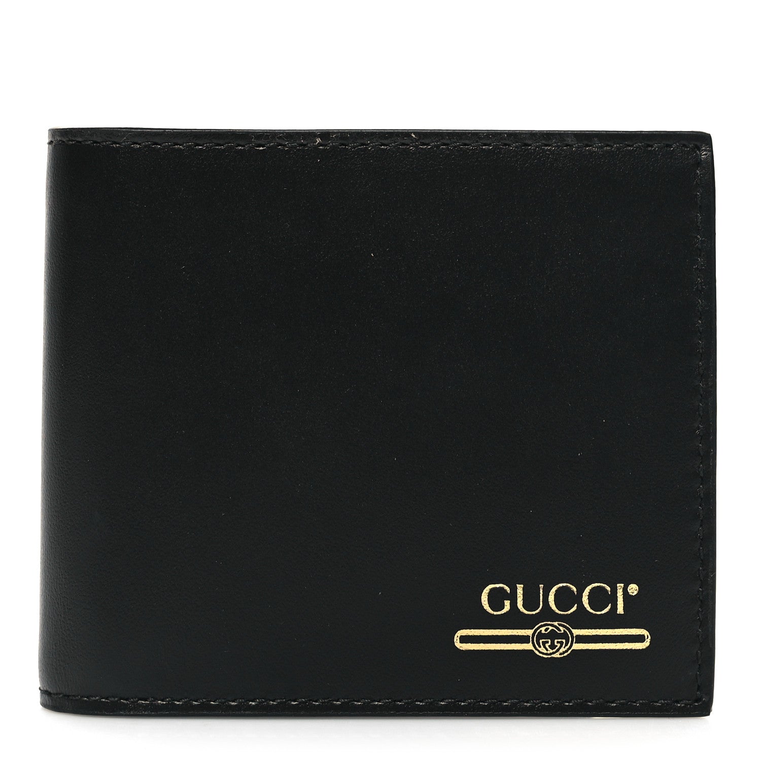 Gucci Plutone Calfskin Logo Bi-Fold Wallet Black 1 of 8