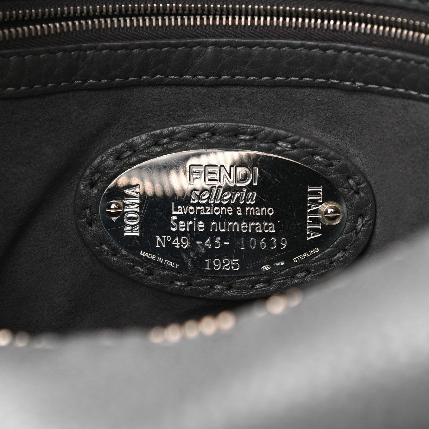 Fendi Cuoio Romano Selleria Lei Boston Tote Asfalto 5 of 11