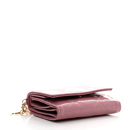 Christian Dior Patent Cannage Lady Dior Lotus Wallet Pink 4 of 11