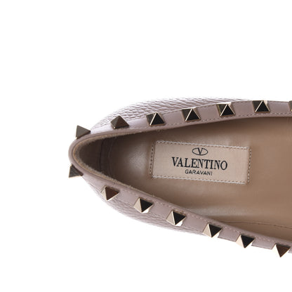 Valentino Garavani Pebbled Calfskin Rockstud Ballerina Flats 38 Poudre 7 of 9