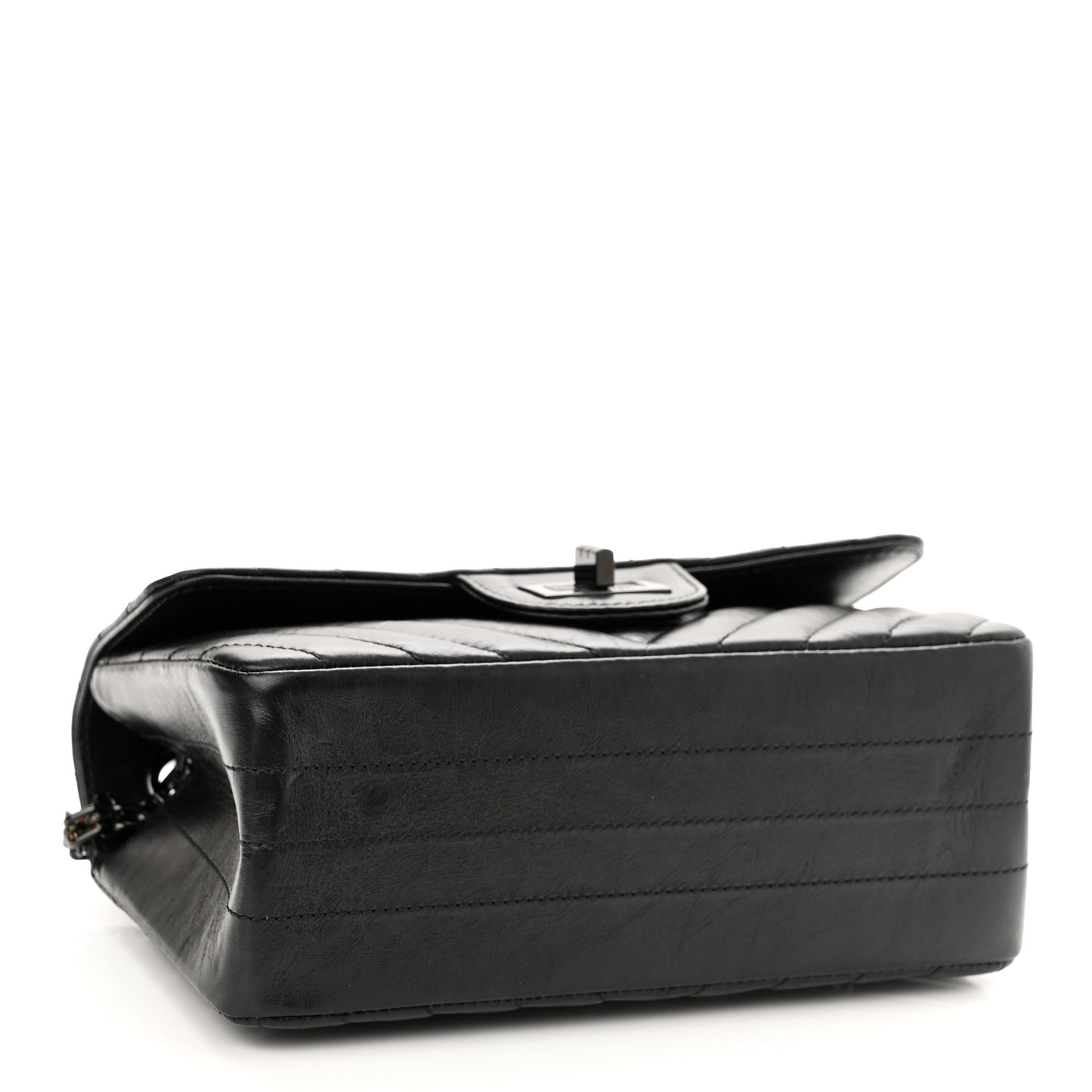 Aged Calfskin Chevron Quilted 2.55 Reissue Mini Flap So Black