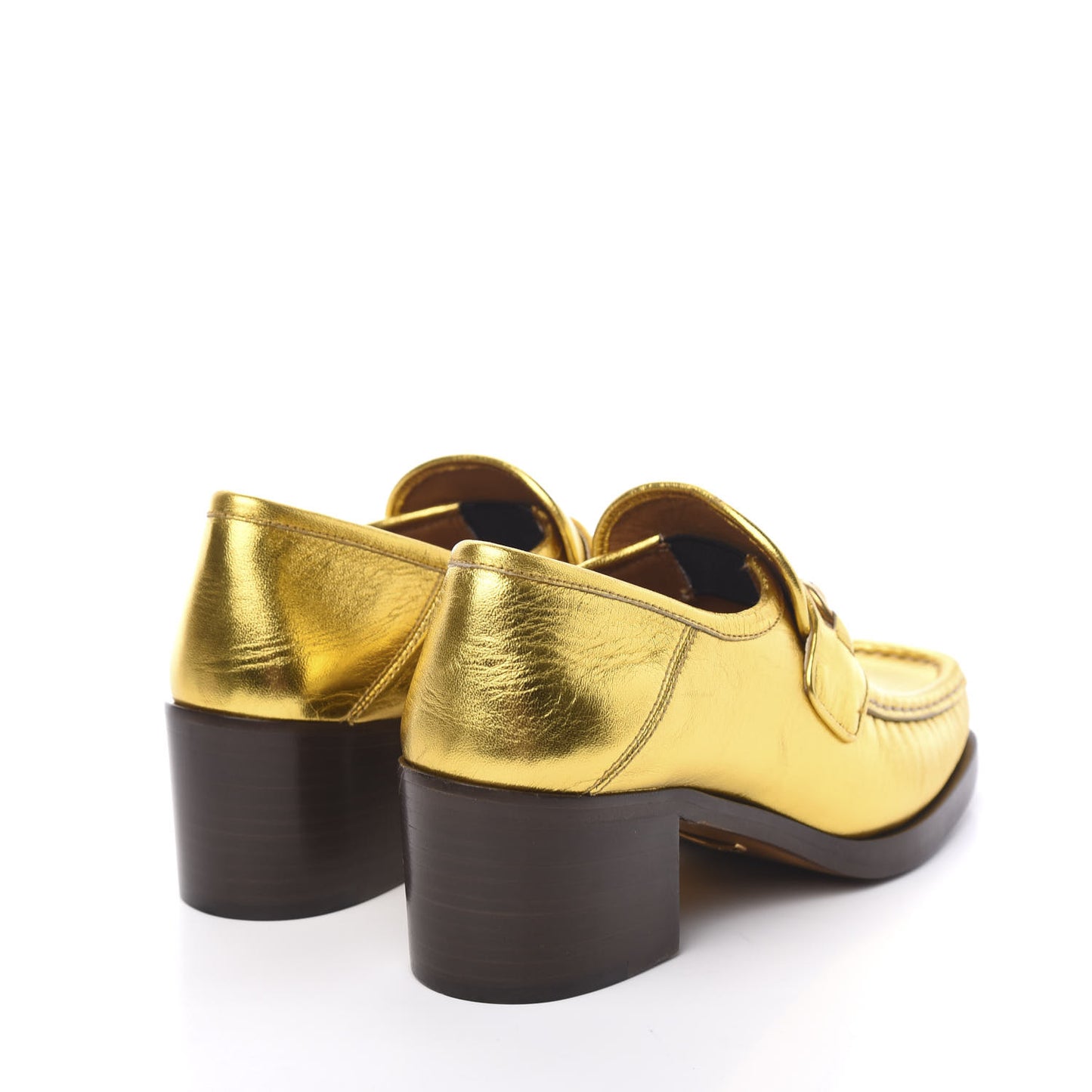 Metallic Malaga Kid Horsebit Loafer Pumps 35.5 Gold