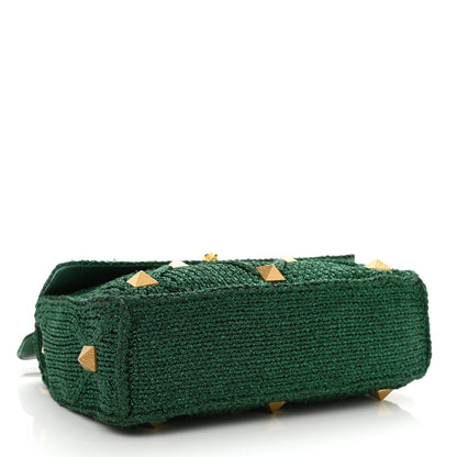 Valentino Garavani Metallic Woven Lurex Large Roman Stud Shoulder Bag Jungle 4 of 8