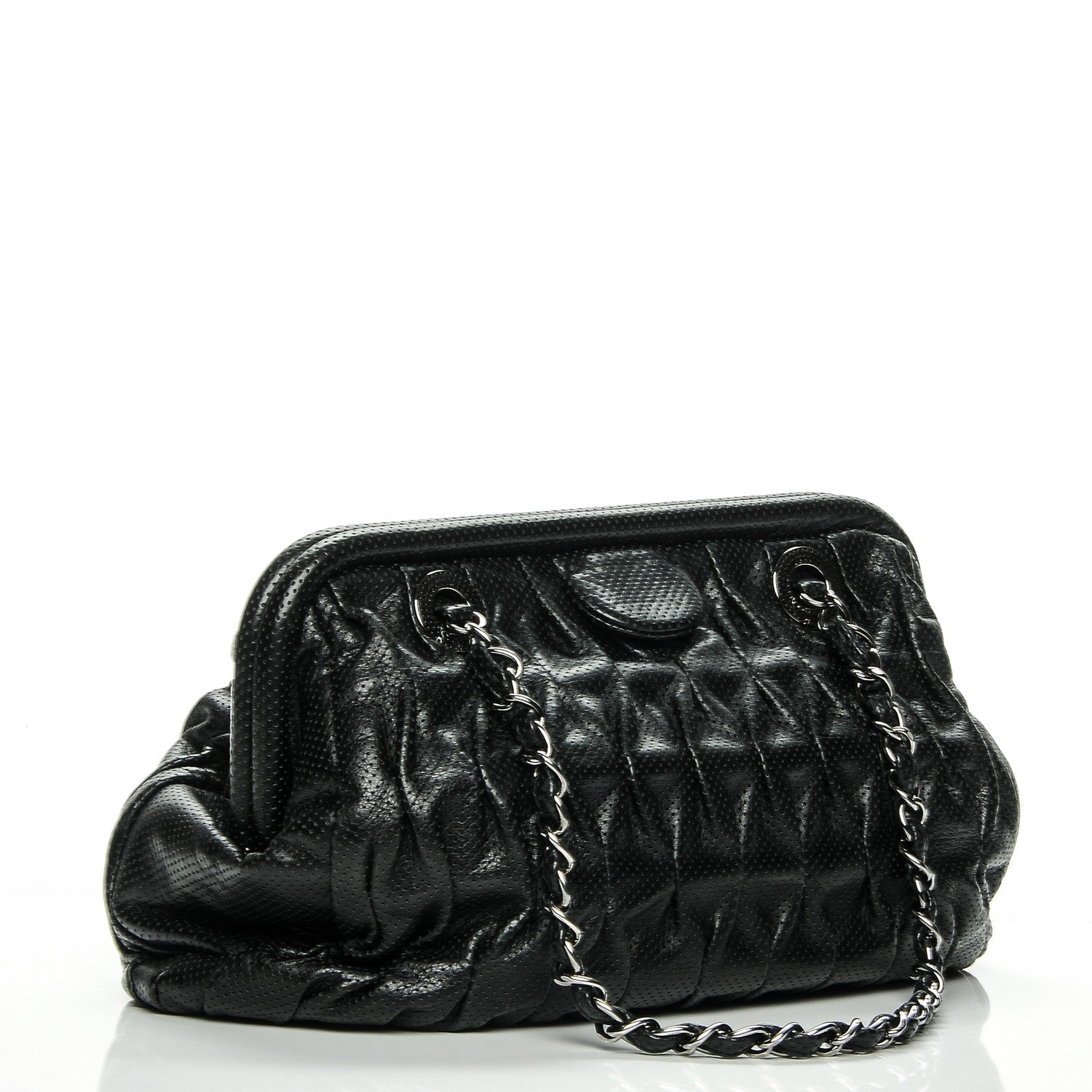 Chanel Calfskin Perforated Drill Frame Bag Black 3 of 7